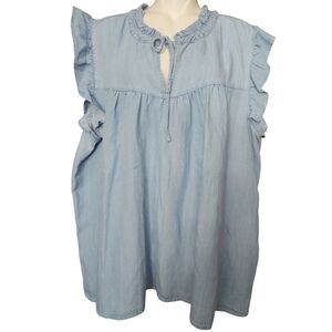 New Tahari Light Blue Denim Top
